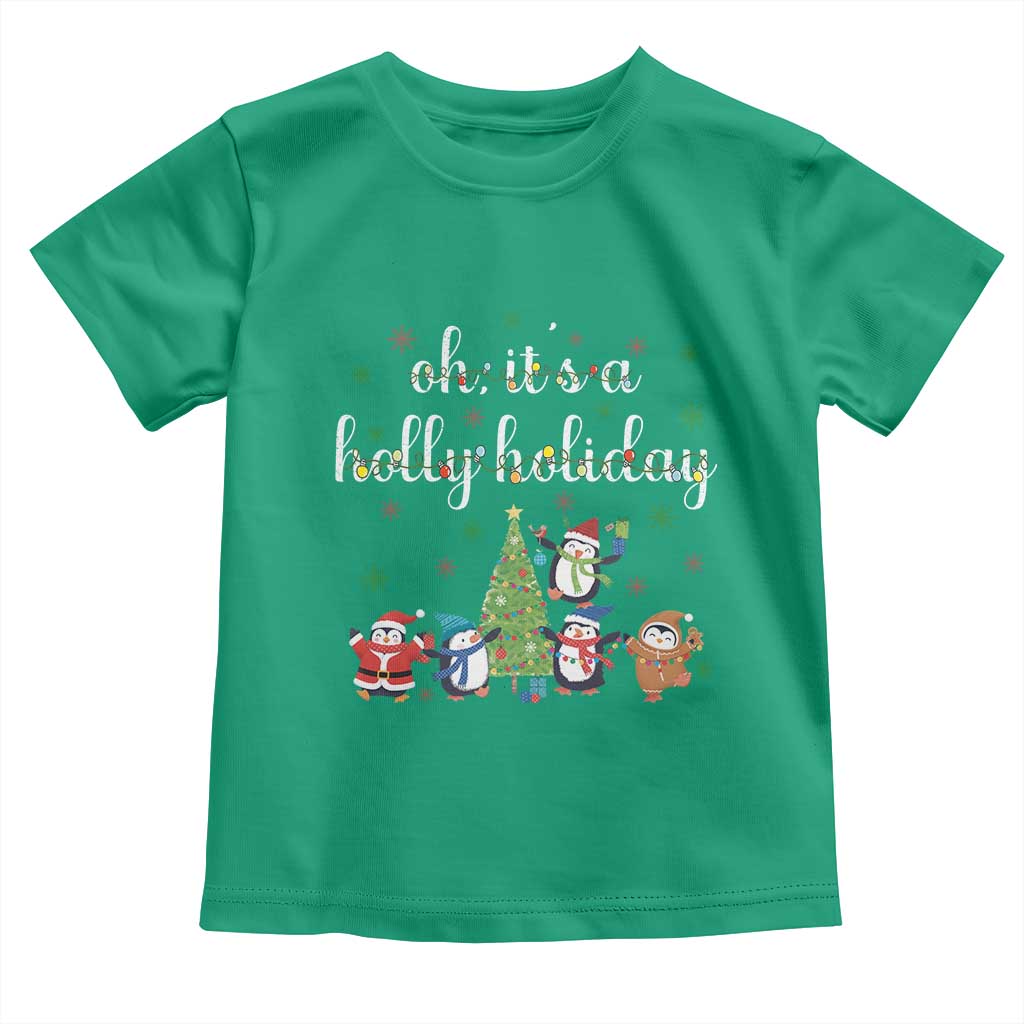 Penguins Christmas Toddler T Shirt Oh Its A Jolly Holiday Xmas Light TS10 Irish Green Print Your Wear