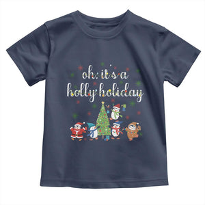 Penguins Christmas Toddler T Shirt Oh Its A Jolly Holiday Xmas Light TS10 Navy Print Your Wear