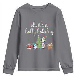 Penguins Christmas Youth Sweatshirt Oh Its A Jolly Holiday Xmas Light TS10 Charcoal Print Your Wear