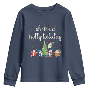 Penguins Christmas Youth Sweatshirt Oh Its A Jolly Holiday Xmas Light TS10 Navy Print Your Wear