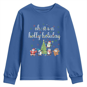 Penguins Christmas Youth Sweatshirt Oh Its A Jolly Holiday Xmas Light TS10 Royal Blue Print Your Wear