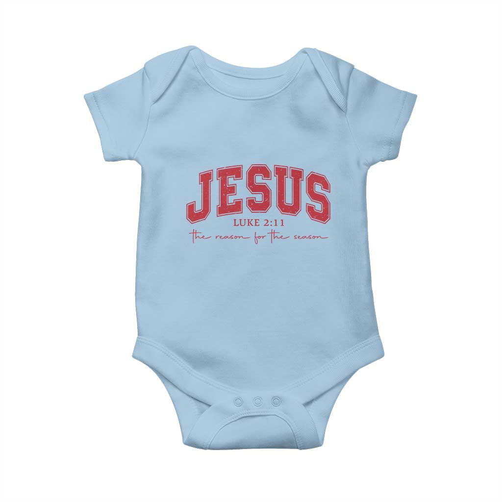 Jesus is the Reason Christmas Baby Onesie Christian Varsity TS10 Light Blue Print Your Wear