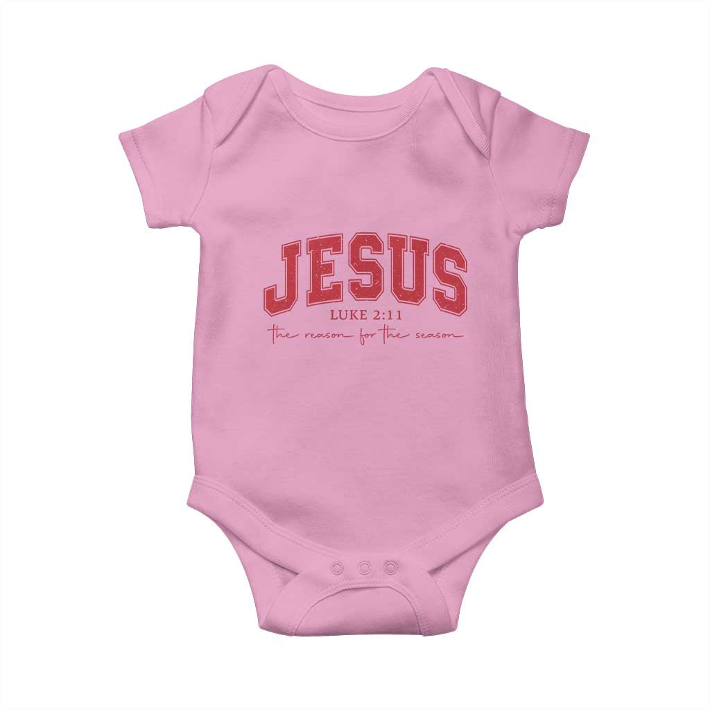 Jesus is the Reason Christmas Baby Onesie Christian Varsity TS10 Light Pink Print Your Wear