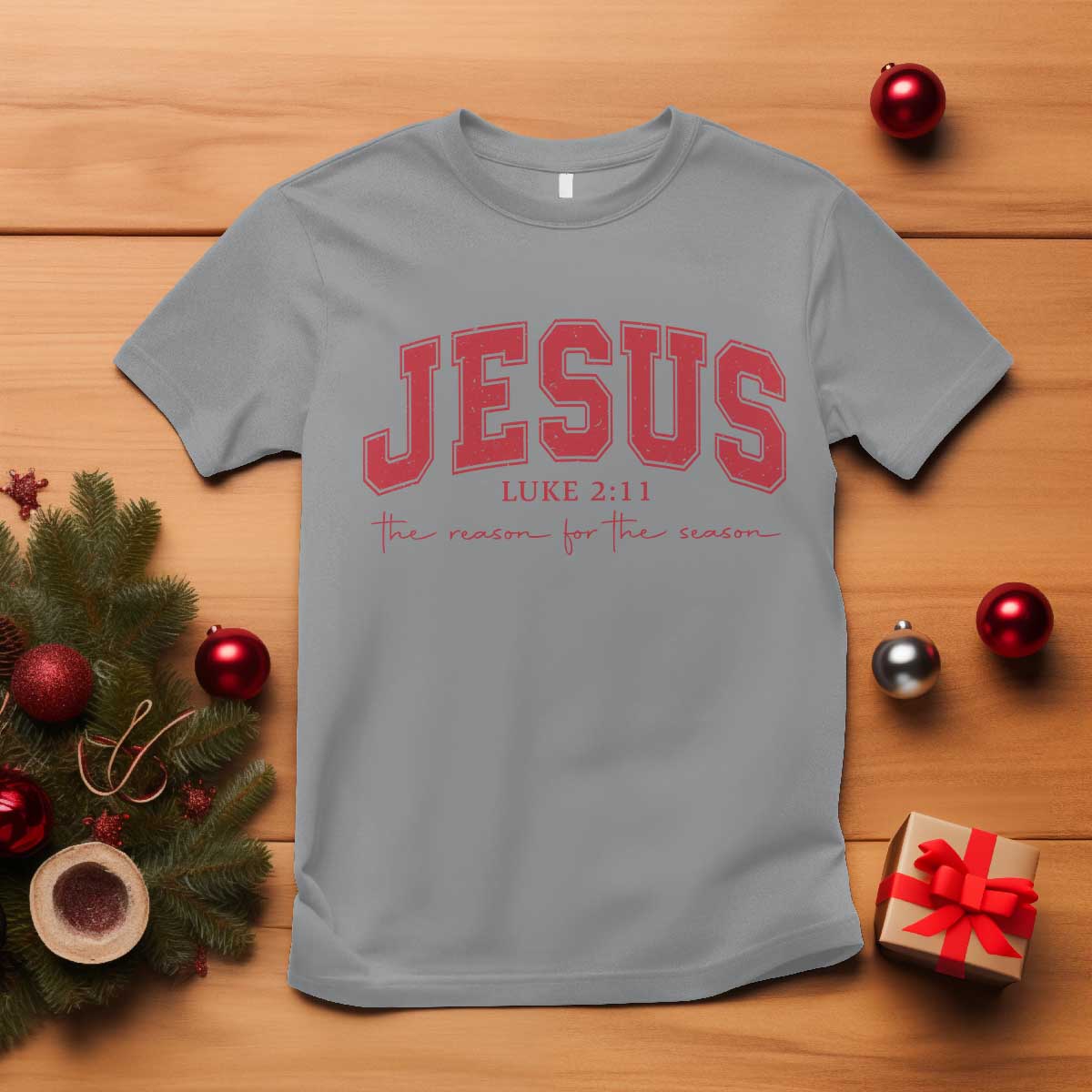 Jesus is the Reason Christmas T Shirt Christian Varsity TS10 Sport Gray Print Your Wear
