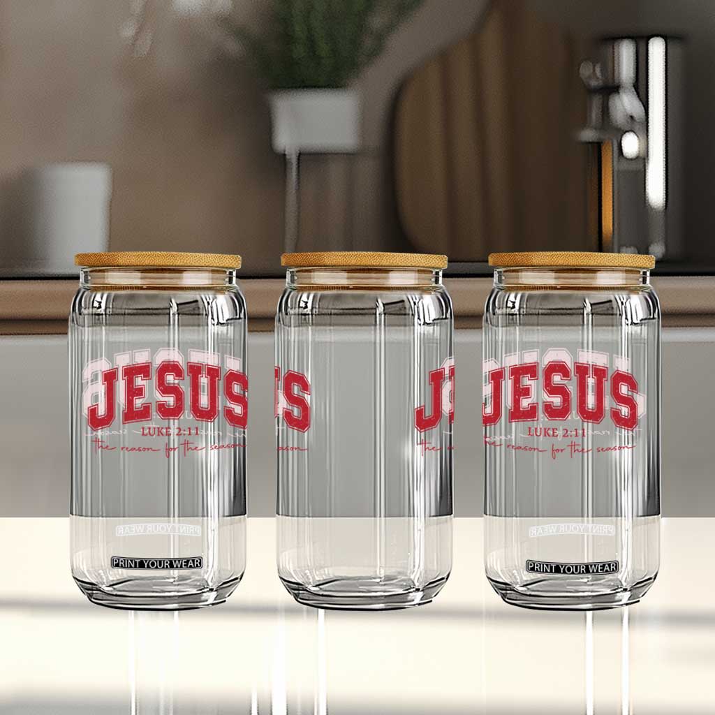 Jesus is the Reason Christmas Glass Can Christian Varsity TS10 Print Your Wear