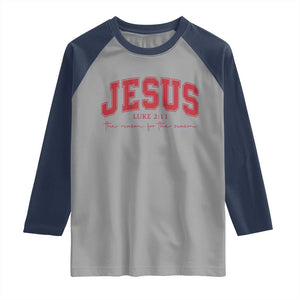 Jesus is the Reason Christmas Raglan Shirt Christian Varsity TS10 Sport Gray Navy Print Your Wear