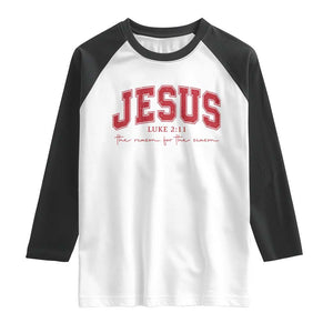 Jesus is the Reason Christmas Raglan Shirt Christian Varsity TS10 White Black Print Your Wear