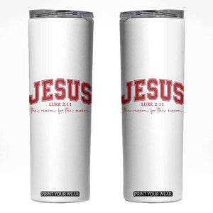 Jesus is the Reason Christmas Skinny Tumbler Christian Varsity TS10 White Print Your Wear