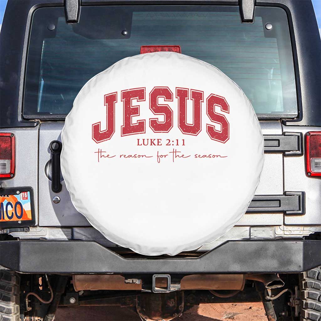 Jesus is the Reason Christmas Spare Tire Cover Christian Varsity TS10 No hole White Print Your Wear