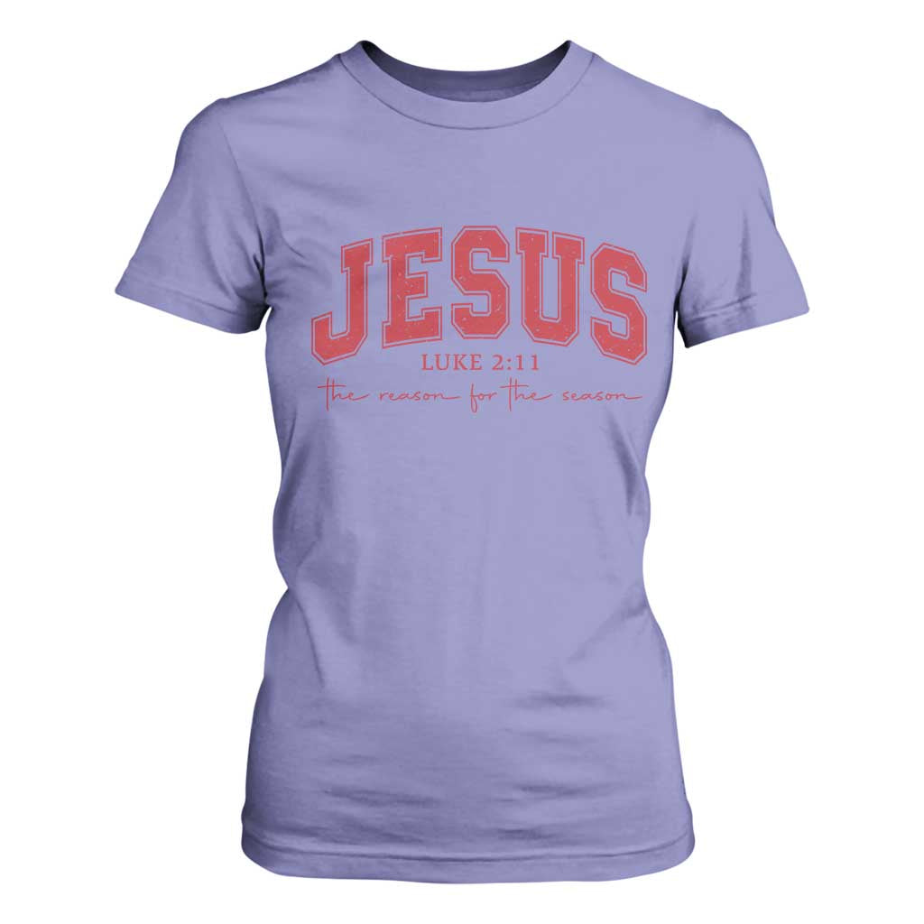 Jesus is the Reason Christmas T Shirt For Women Christian Varsity TS10 Violet Print Your Wear