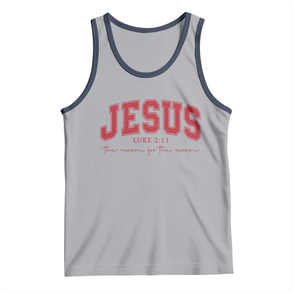 Jesus is the Reason Christmas Tank Top Christian Varsity TS10 Athletic Heather Navy Print Your Wear