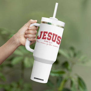 Jesus is the Reason Christmas Tumbler With Handle Christian Varsity TS10 Print Your Wear