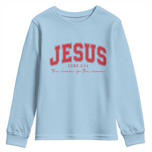Jesus is the Reason Christmas Youth Sweatshirt Christian Varsity TS10 Light Blue Print Your Wear