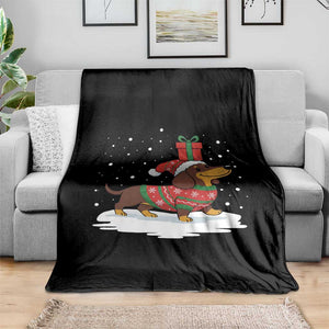 Christmas Dachshund Throw Blanket Funny Weiner Santa Hat Xmas Dog Puppy Lover TS10 Print Your Wear