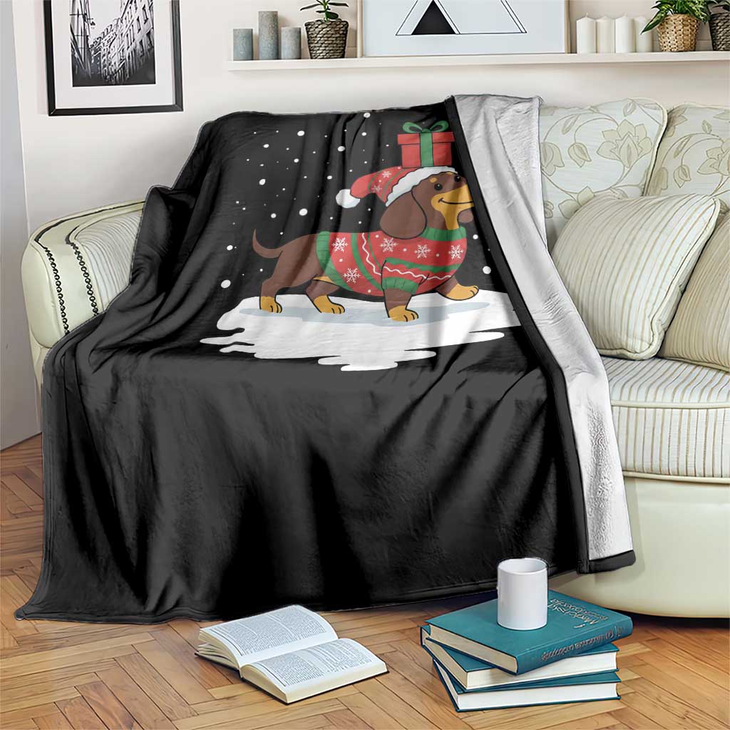 Christmas Dachshund Throw Blanket Funny Weiner Santa Hat Xmas Dog Puppy Lover TS10 Print Your Wear