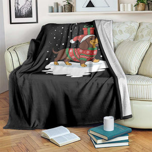 Christmas Dachshund Throw Blanket Funny Weiner Santa Hat Xmas Dog Puppy Lover TS10 Print Your Wear