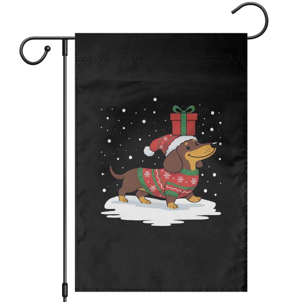 Christmas Dachshund Garden Flag Funny Weiner Santa Hat Xmas Dog Puppy Lover TS10 Black Print Your Wear