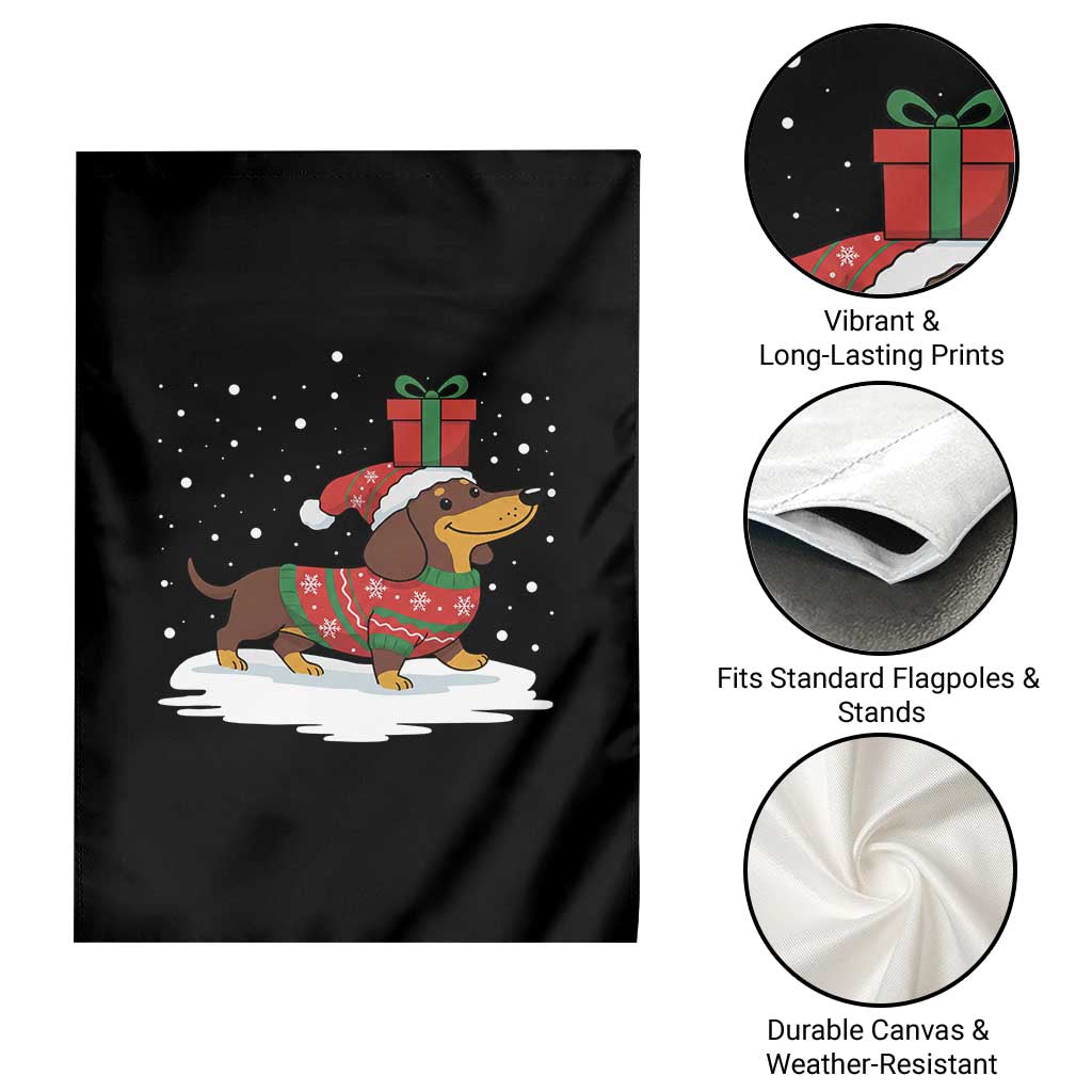 Christmas Dachshund Garden Flag Funny Weiner Santa Hat Xmas Dog Puppy Lover TS10 Print Your Wear