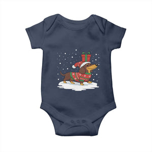 Christmas Dachshund Baby Onesie Funny Weiner Santa Hat Xmas Dog Puppy Lover TS10 Navy Print Your Wear
