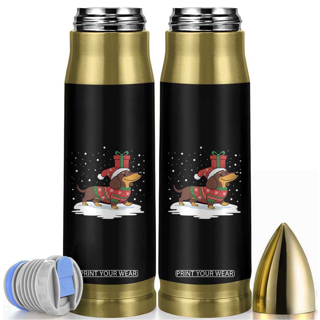 Christmas Dachshund Bullet Tumbler Funny Weiner Santa Hat Xmas Dog Puppy Lover TS10 Black Print Your Wear