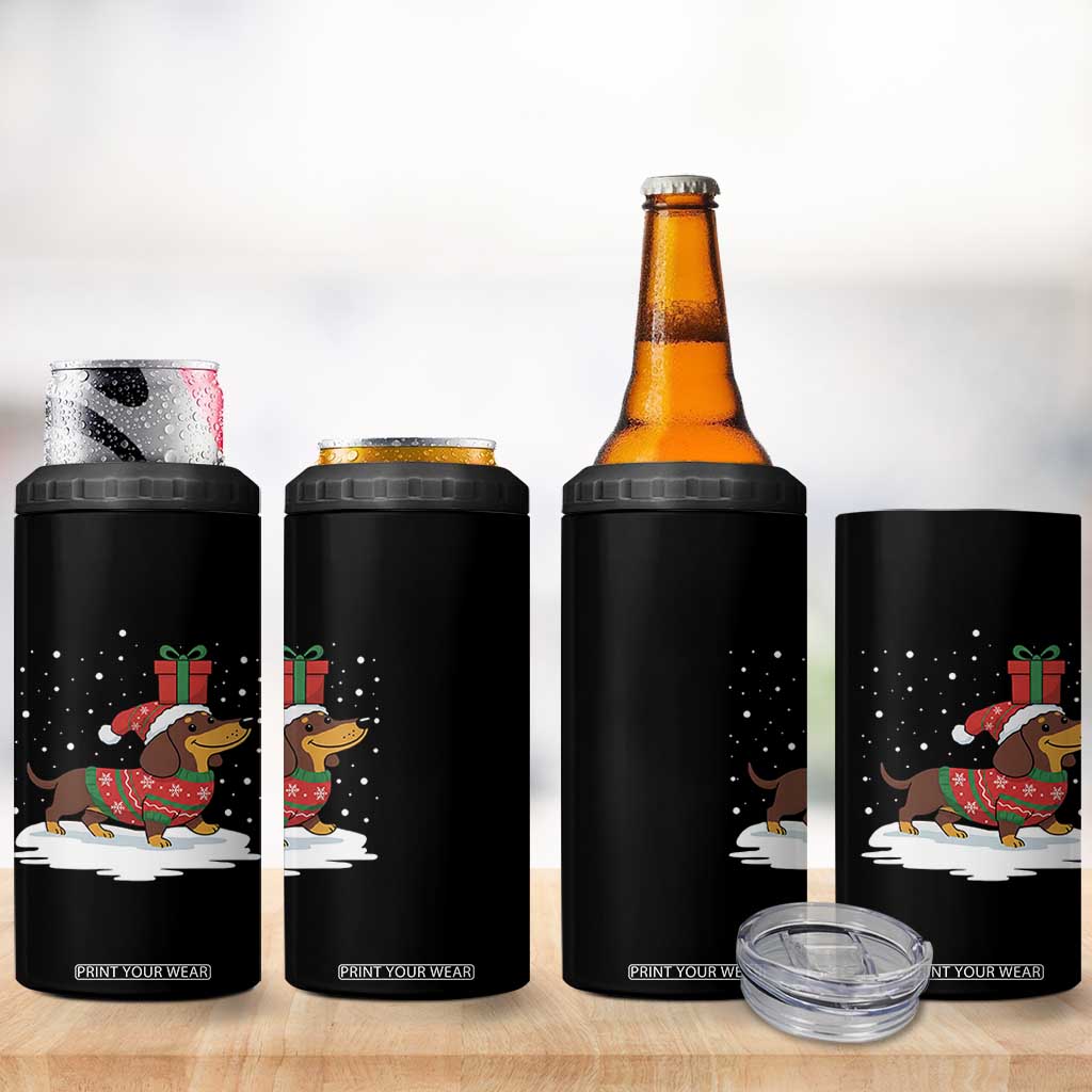 Christmas Dachshund 4 in 1 Can Cooler Tumbler Funny Weiner Santa Hat Xmas Dog Puppy Lover TS10 Print Your Wear