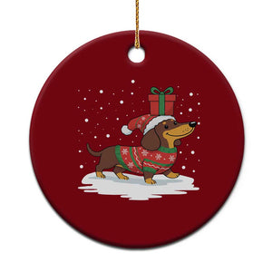 Christmas Dachshund Ceramic Ornament Funny Weiner Santa Hat Xmas Dog Puppy Lover - Print Your Wear