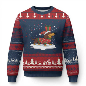 Xmas Dachshund Ugly Christmas Sweater Funny Weiner Santa Hat Xmas Dog Puppy Lover TS10 Navy Red Print Your Wear