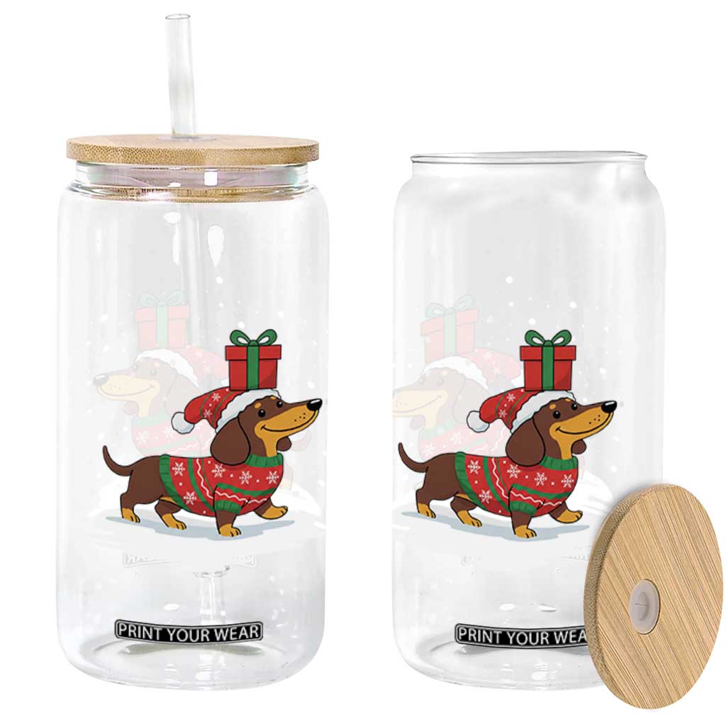 Christmas Dachshund Glass Can Funny Weiner Santa Hat Xmas Dog Puppy Lover TS10 Print Your Wear
