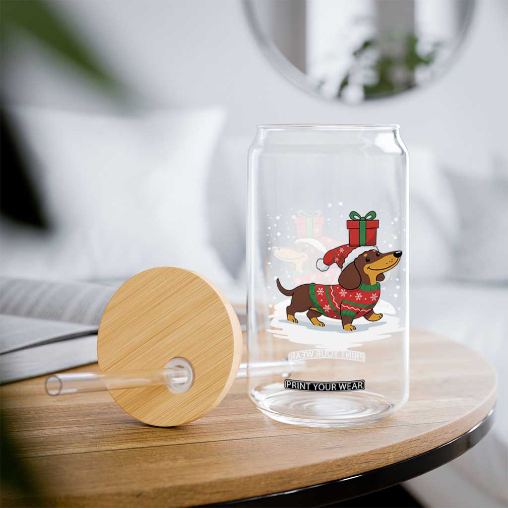Christmas Dachshund Glass Can Funny Weiner Santa Hat Xmas Dog Puppy Lover TS10 Print Your Wear