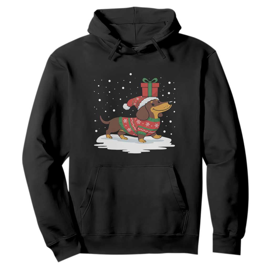 Christmas Dachshund Hoodie Funny Weiner Santa Hat Xmas Dog Puppy Lover TS10 Black Print Your Wear