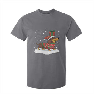 Christmas Dachshund T Shirt For Kid Funny Weiner Santa Hat Xmas Dog Puppy Lover TS10 Charcoal Print Your Wear