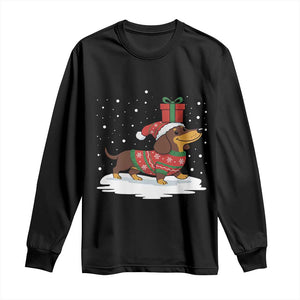 Christmas Dachshund Long Sleeve Shirt Funny Weiner Santa Hat Xmas Dog Puppy Lover TS10 Black Print Your Wear