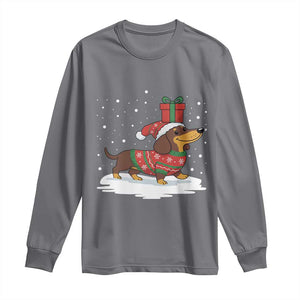 Christmas Dachshund Long Sleeve Shirt Funny Weiner Santa Hat Xmas Dog Puppy Lover TS10 Charcoal Print Your Wear