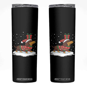Christmas Dachshund Skinny Tumbler Funny Weiner Santa Hat Xmas Dog Puppy Lover TS10 Black Print Your Wear