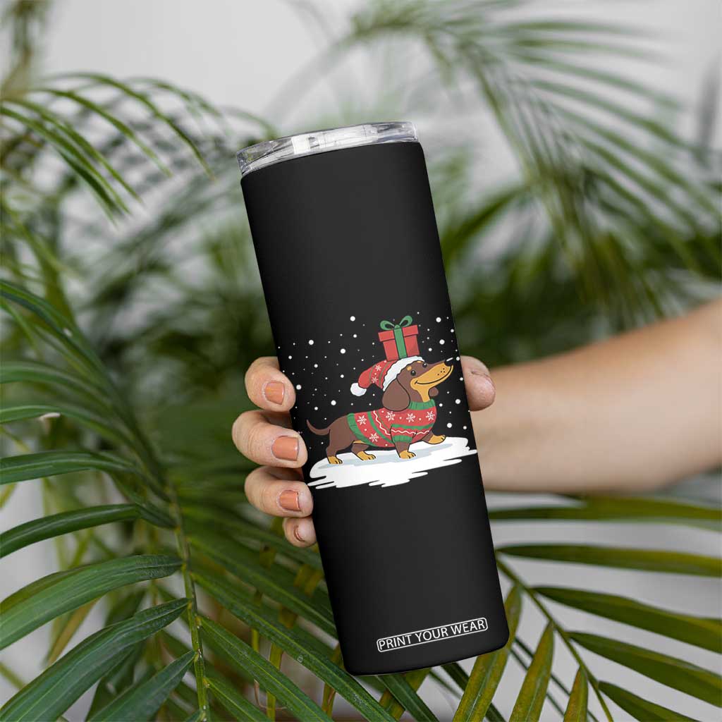 Christmas Dachshund Skinny Tumbler Funny Weiner Santa Hat Xmas Dog Puppy Lover TS10 Print Your Wear