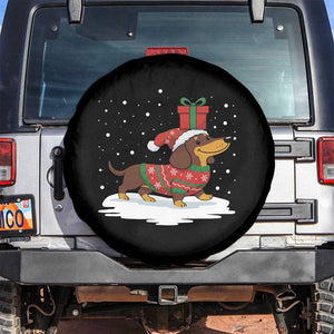Christmas Dachshund Spare Tire Cover Funny Weiner Santa Hat Xmas Dog Puppy Lover TS10 No hole Black Print Your Wear