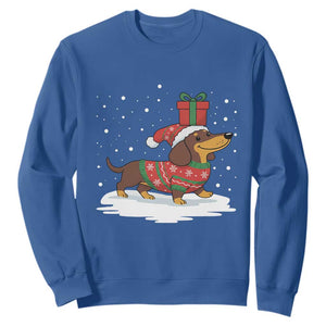 Christmas Dachshund Sweatshirt Funny Weiner Santa Hat Xmas Dog Puppy Lover TS10 Royal Blue Print Your Wear