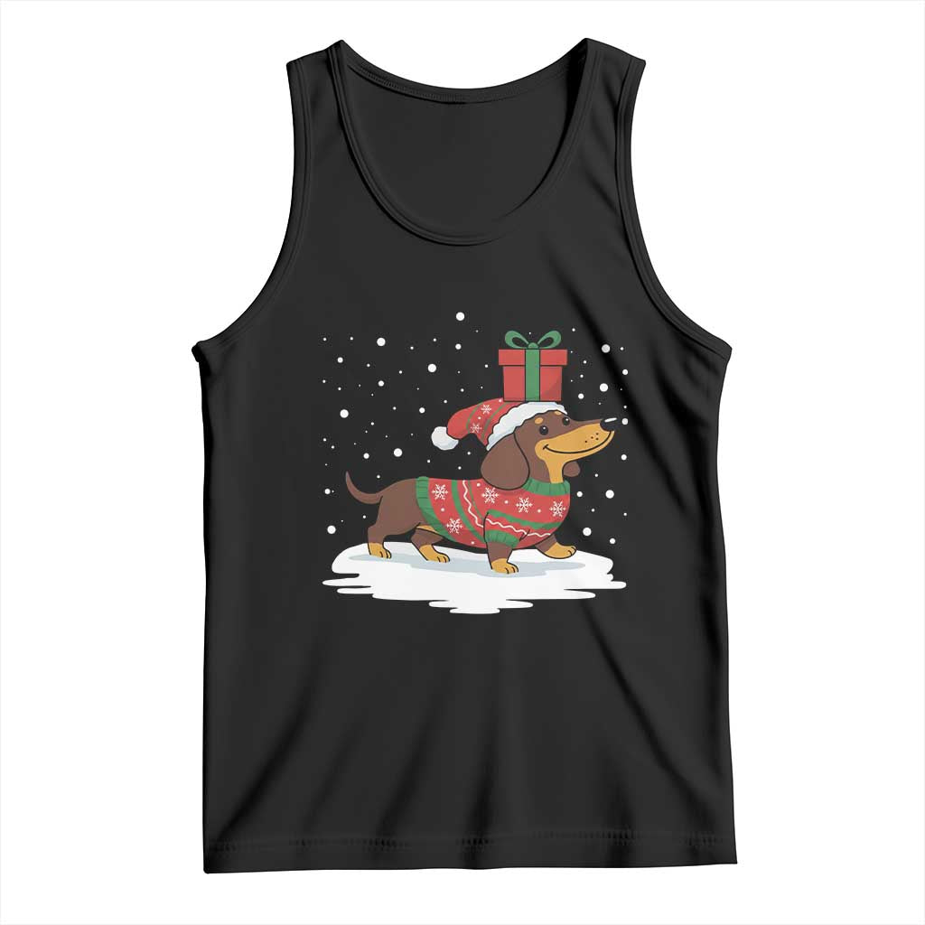 Christmas Dachshund Tank Top Funny Weiner Santa Hat Xmas Dog Puppy Lover - Print Your Wear