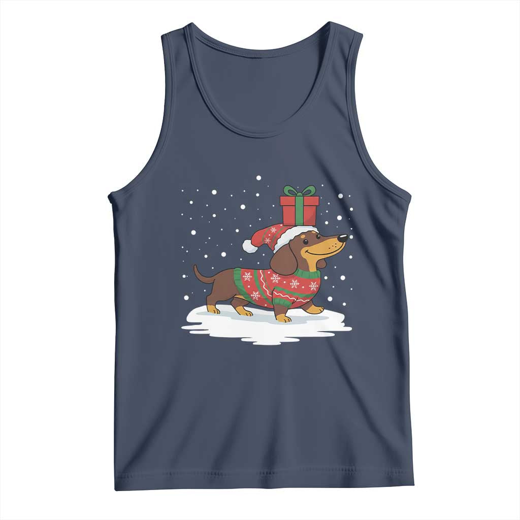 Christmas Dachshund Tank Top Funny Weiner Santa Hat Xmas Dog Puppy Lover TS10 Navy Print Your Wear