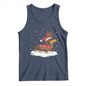 Christmas Dachshund Tank Top Funny Weiner Santa Hat Xmas Dog Puppy Lover TS10 Navy Print Your Wear