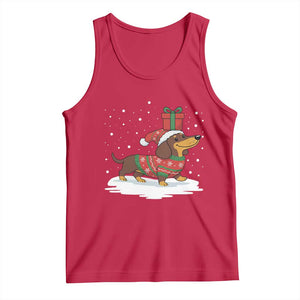 Christmas Dachshund Tank Top Funny Weiner Santa Hat Xmas Dog Puppy Lover - Print Your Wear