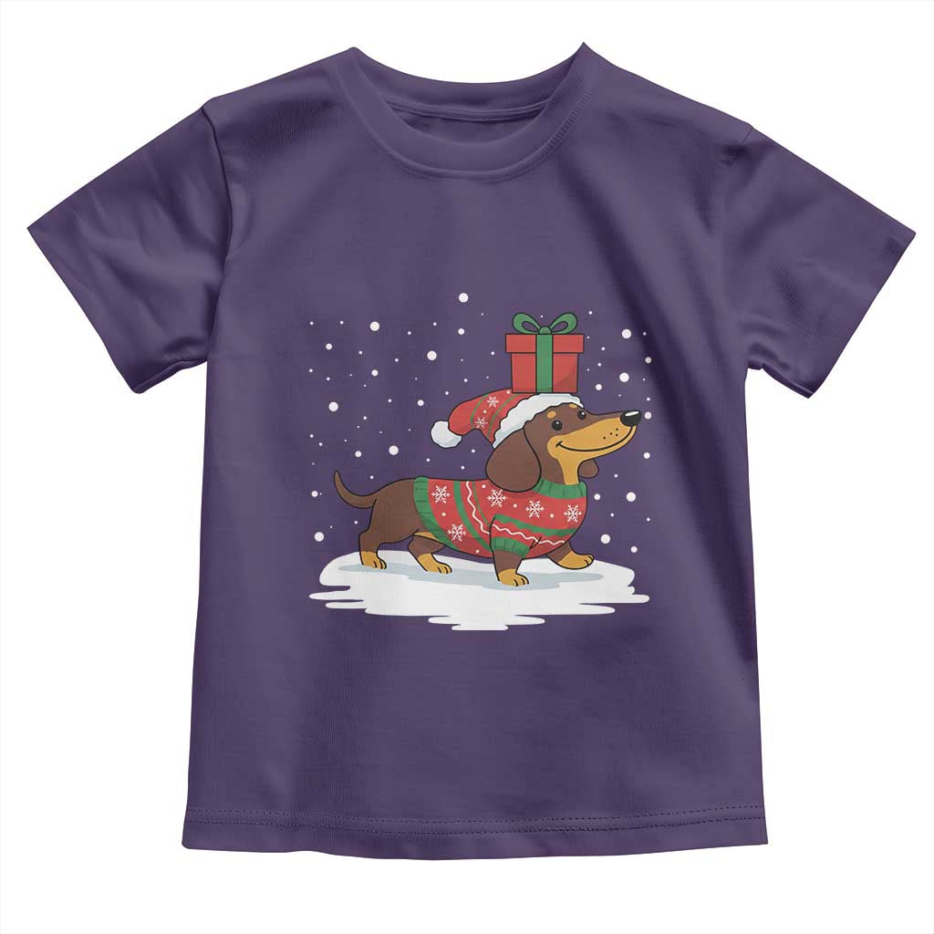 Christmas Dachshund Toddler T Shirt Funny Weiner Santa Hat Xmas Dog Puppy Lover TS10 Purple Print Your Wear