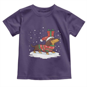 Christmas Dachshund Toddler T Shirt Funny Weiner Santa Hat Xmas Dog Puppy Lover TS10 Purple Print Your Wear