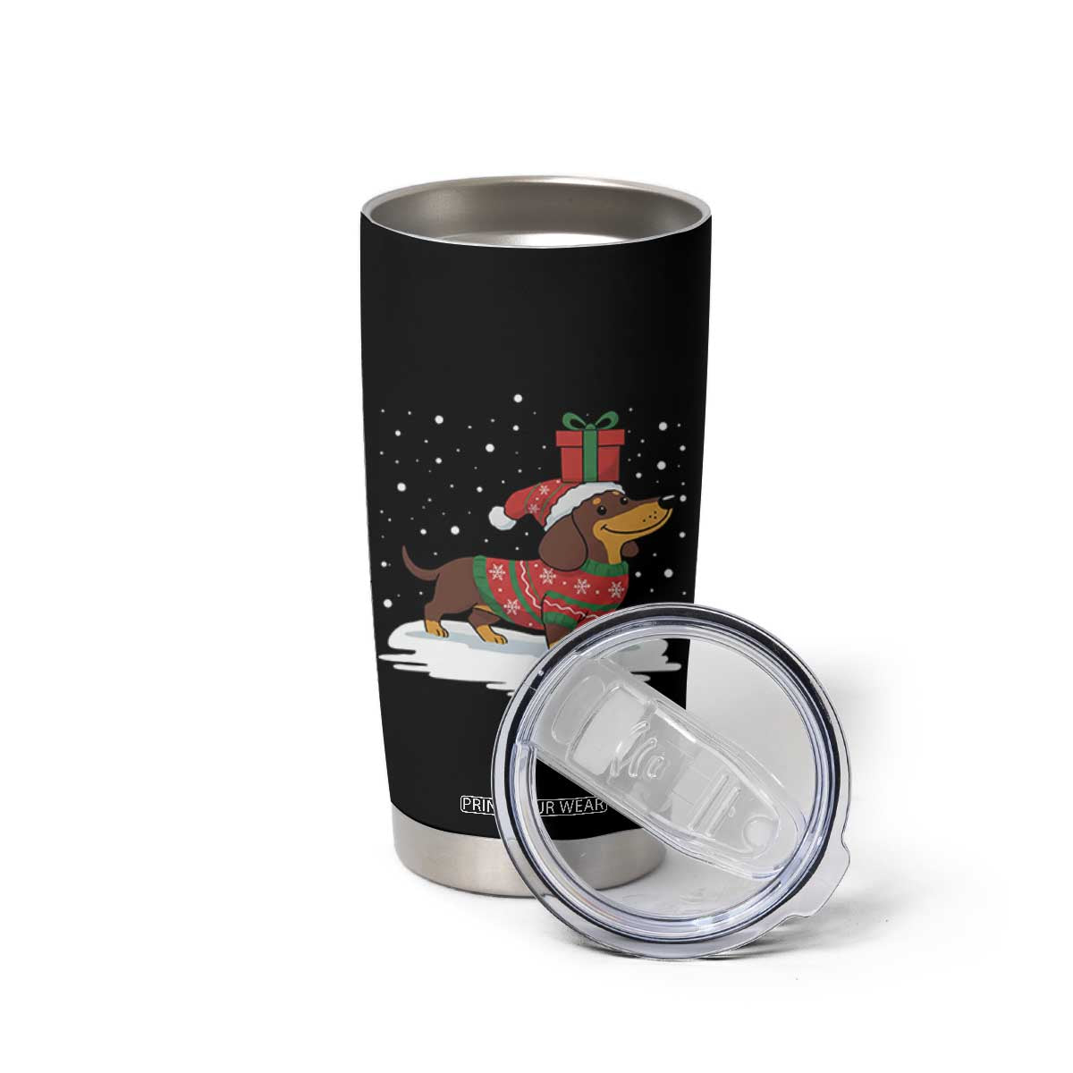 Christmas Dachshund Tumbler Cup Funny Weiner Santa Hat Xmas Dog Puppy Lover TS10 Print Your Wear