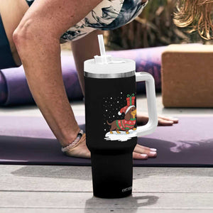 Christmas Dachshund Tumbler With Handle Funny Weiner Santa Hat Xmas Dog Puppy Lover TS10 Print Your Wear