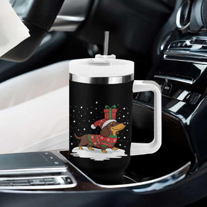 Christmas Dachshund Tumbler With Handle Funny Weiner Santa Hat Xmas Dog Puppy Lover TS10 Print Your Wear