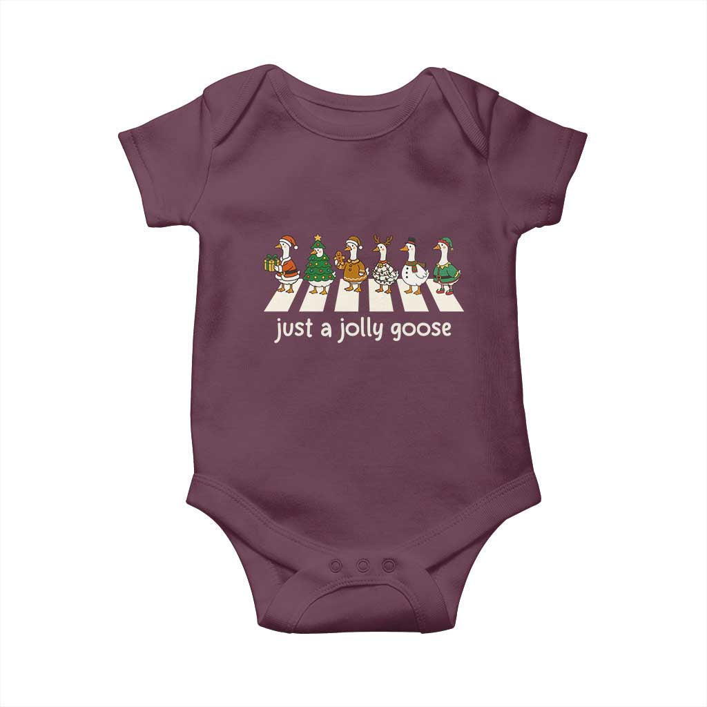 Just A Jolly Goose Baby Onesie Funny Christmas Duck Meme TS10 Maroon Print Your Wear