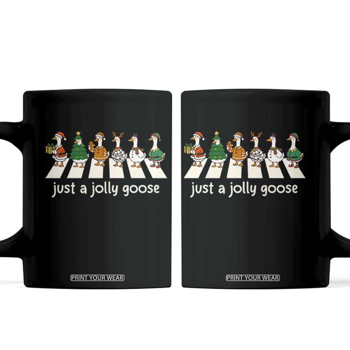 Just A Jolly Goose Coffee Mug Funny Christmas Duck Meme TS10 Black Print Your Wear