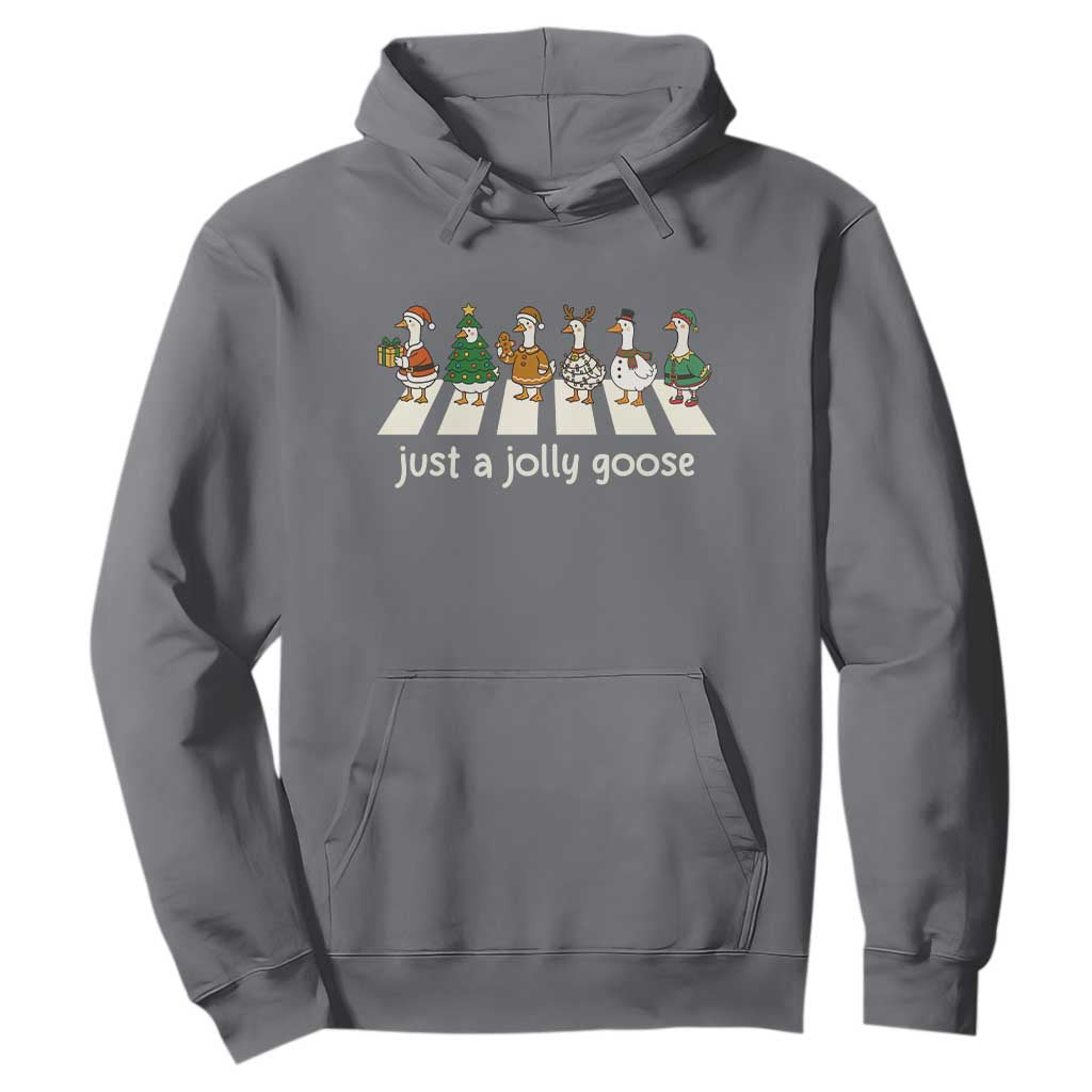 Just A Jolly Goose Hoodie Funny Christmas Duck Meme TS10 Charcoal Print Your Wear