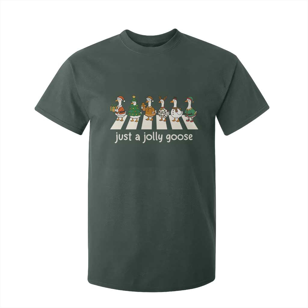 Just A Jolly Goose T Shirt For Kid Funny Christmas Duck Meme TS10 Dark Forest Green Print Your Wear